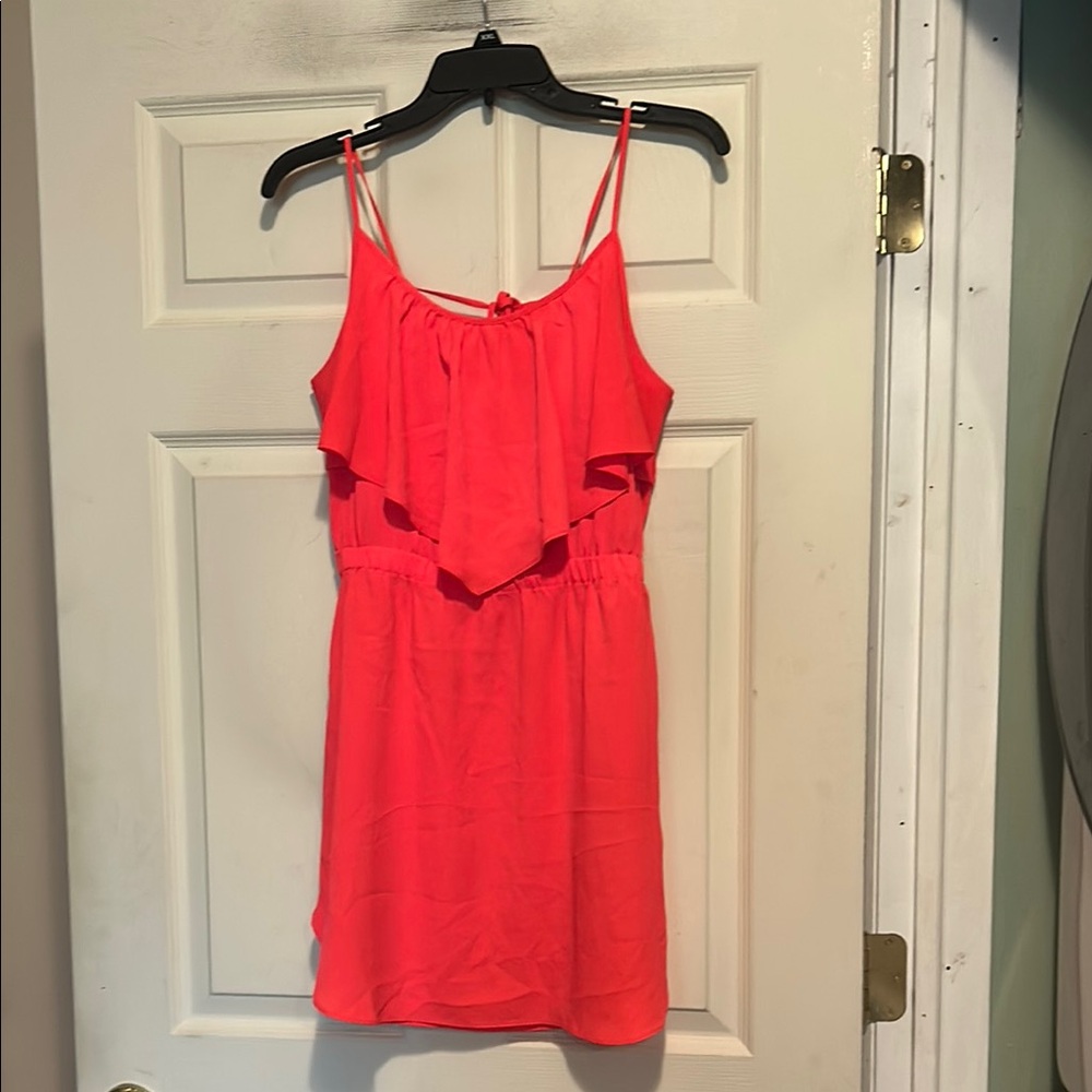 American Eagle Spaghetti Strap Tie Back Blouson Coral Dress Size Small